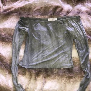 Green strapless cropped long sleeve